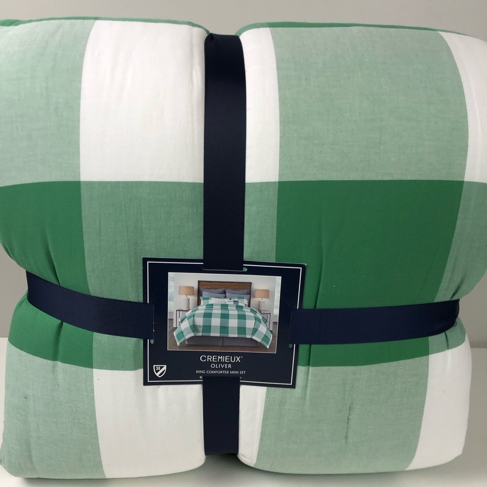 Daniel Cremieux 38 Plaid King Comforter Mini Set w King Pillow Shams NWT Green